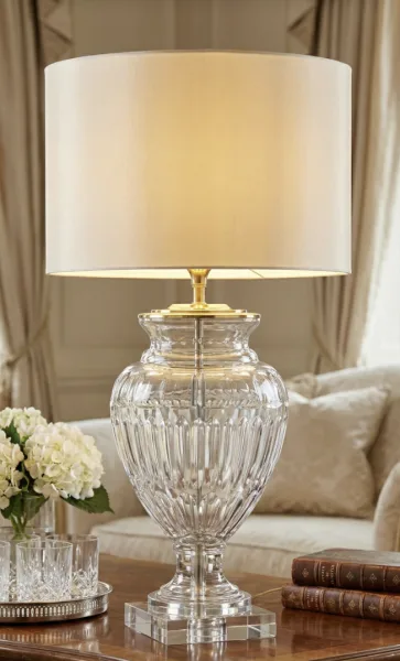 Crystal Grace Leather Table Lamp
