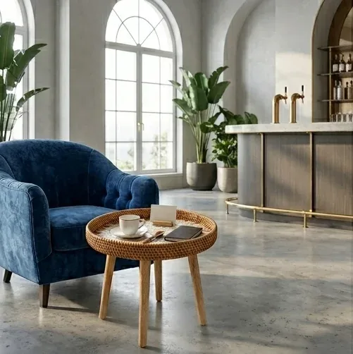 Artisan Hand-Crafted Rattan & Mother-of-Pearl Inlay