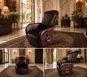 leather saddle chair image 1