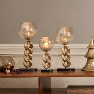 Sculpted Gold Chain Candle Stands — HoReCa Supplier India