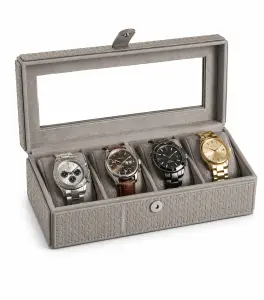 Luxury 4 Slot Watch Box with Glass Lid