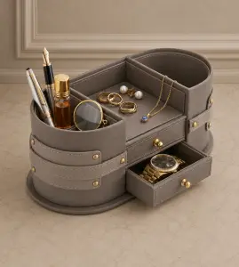 Luxury Leather Valet Tray Organizer with Drawer — HoReCa Supplier India