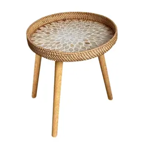 Artisan Hand-Crafted Rattan & Mother-of-Pearl Inlay image 2